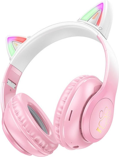 [6931474795847] Hoco W42 Cat Ears Ασύρματα / Ενσύρματα Παιδικά Over Ear Ακουστικά με Ραδιόφωνο με 12 ώρες Λειτουργίας Cherry Blossom