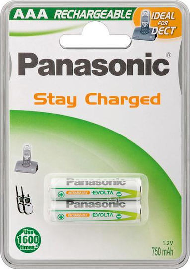 Panasonic Stay Charged Επαναφορτιζόμενες Μπαταρίες AAA Ni-MH 750mAh 1.2V 2τμχ