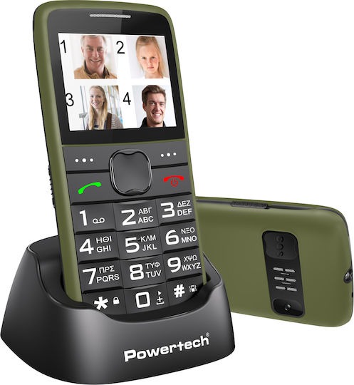 [5210131149379] Powertech Eco V2 PTM-42 Dual SIM Κινητό με Μεγάλα Κουμπιά Χακί