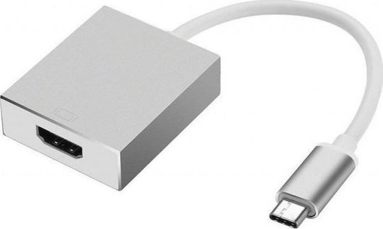 [5210131007006] Powertech Μετατροπέας USB-C male σε HDMI female Λευκό 1τμχ CAB-UC006