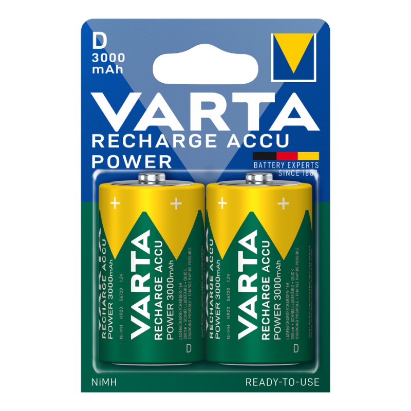 [4008496550777] Varta Rechargeable Accu Επαναφορτιζόμενες Μπαταρίες D Ni-MH 3000mAh 1.2V 2τμχ
