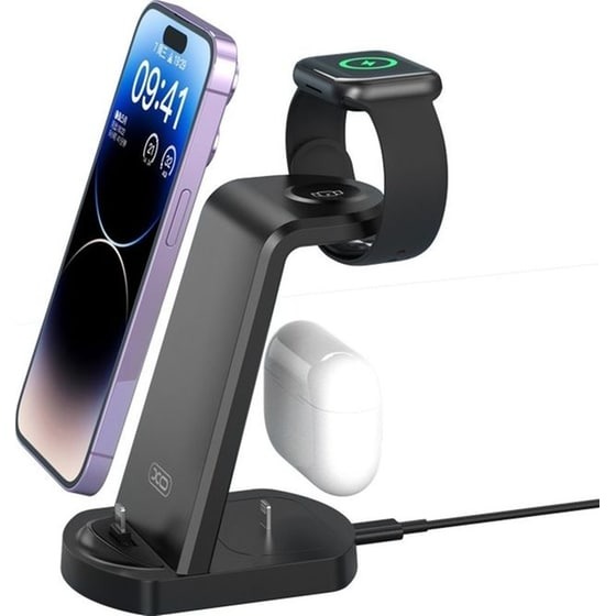 [6920680836161] WX035 3-in-1 Multi-function Wireless Charging Black