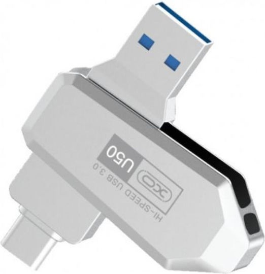 [6920680869121] XO U50 16GB USB 3.0 Stick με σύνδεση USB-A & USB-C Λευκό