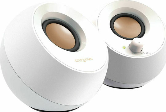 [5390660192135] Creative Pebble Ηχεία Υπολογιστή 2.0 με Ισχύ 4.4W σε Λευκό Χρώμα
